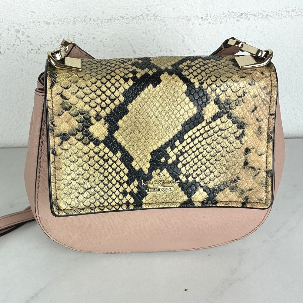 Kate Spade Pink Snakeskin Crossbody Bag - Small - Saffiano Leather Chic Preppy
